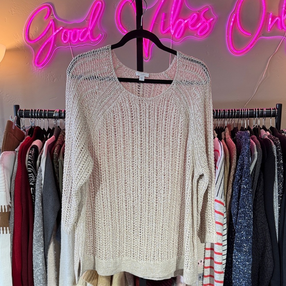 J. Jill Beige Open-Knit Sweater
